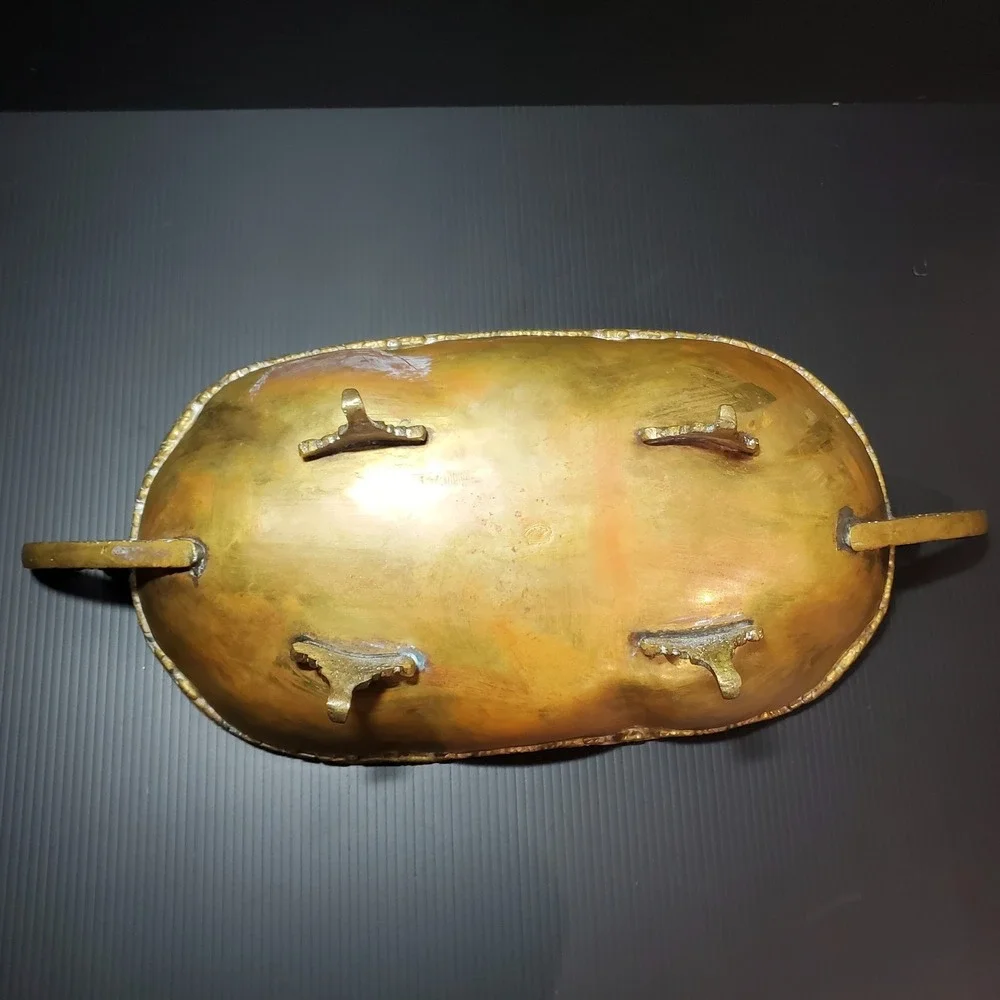 Vintage Hecho En Mexico Copper and Brass‎ Centerpiece Dish Ornate Footed
